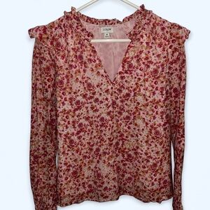J. Crew Women's Pink Floral Blouse